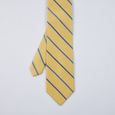 Bruno Piatteli Thin Stripe Silk Woven Tie // Yellow
