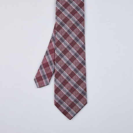 Shaded Plaid Design Tie // Red