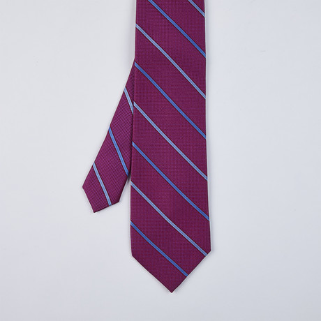 Thin Stripe Silk Woven Tie // Berry Pink