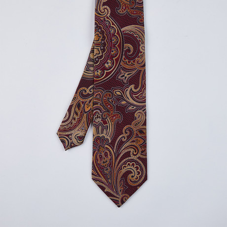 Multi Paisley Silk Woven Tie // Red