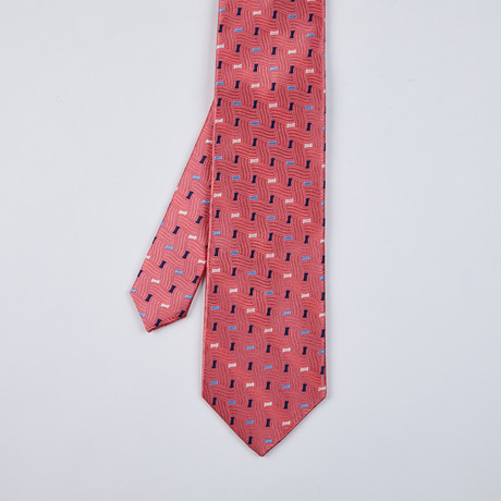 Spaced Neat Design Tie // Coral/Navy