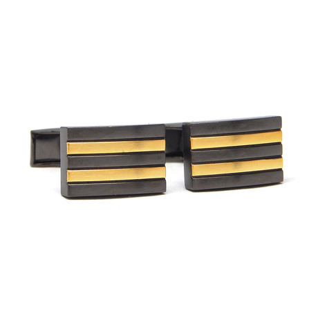 Metallic Stripe Rectangle Cufflink // Gold
