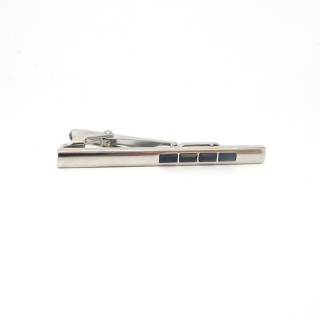 Rhodium-Plated Tie Bar II // Silver + Black