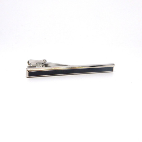 Rhodium-Plated Tie Bar I // Silver + Black