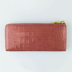 Miu Miu // Embossed Crocodile Leather Continental Wallet // Pink