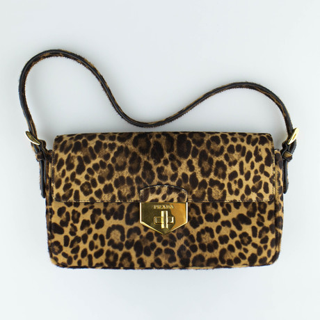 Prada // Cavallino Leopard Calf Hair Shoulder Handbag // Brown