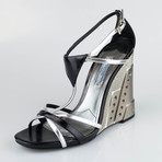 Prada // Leather Wedge Sandals // Silver (Euro: 35)