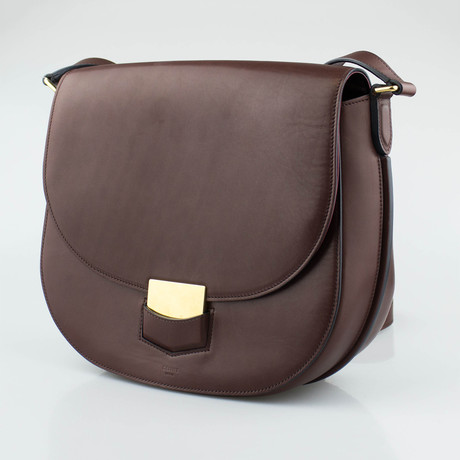 Céline // Calfskin Trotteur Shoulder Handbag // Burgundy