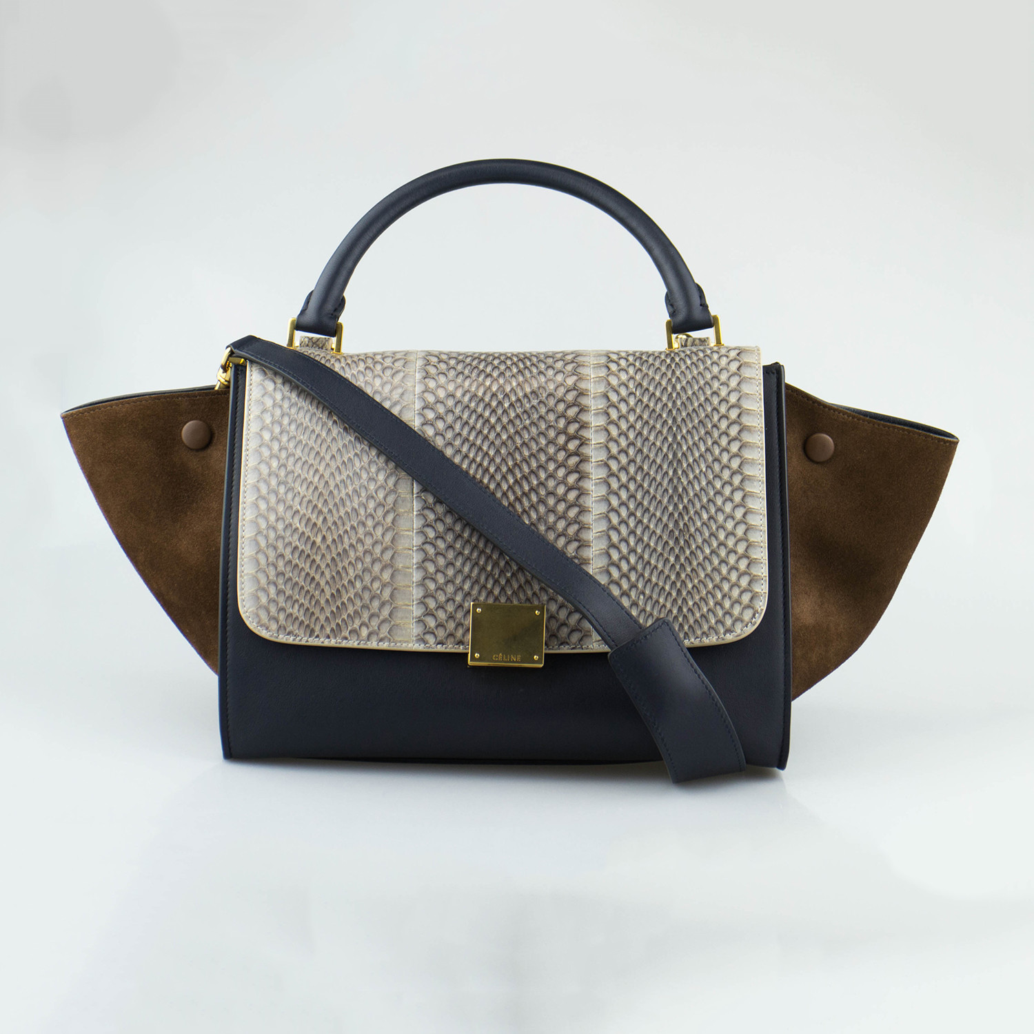 Céline // Trapeze Leather + Suede Shoulder Handbag // Multicolor - Designer Women&#39;s Accessories ...