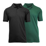 2-Pack Pique Polo // Black + Forest Green (XL)