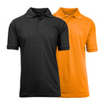 2-Pack Pique Polo // Black + Orange (M)