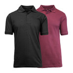 2-Pack Pique Polo // Black + Burgundy (XL)