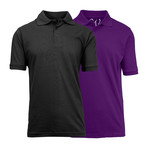 2-Pack Pique Polo // Black + Purple (2XL)