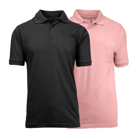 2-Pack Pique Polo // Black + Pink (S)