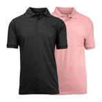 2-Pack Pique Polo // Black + Pink (M)