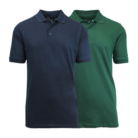 2-Pack Pique Polo // Navy + Forest Green (S)