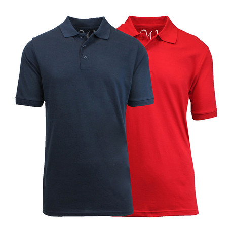 2-Pack Pique Polo // Navy + Red (S)