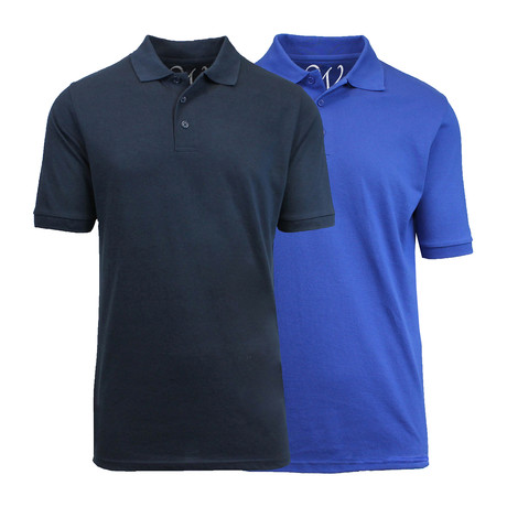 2-Pack Pique Polo // Navy + Royal Blue (S)