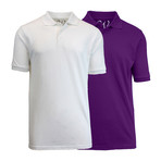 2-Pack Pique Polo // White + Purple (S)