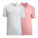 2-Pack Pique Polo // White + Pink (XL)