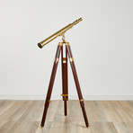 44" Polished Brass Telescope + Teak Tripod Stand