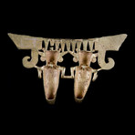 Pre-Columbian Gold Pendant // Twin Figure In Jaguar Teeth