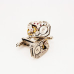 Rectangular Watch Gear Cufflinks // Silver