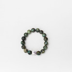 African Turquoise + Silver Bead Bracelet // 12MM // Turquoise + Silver (X-Small // 6.5")