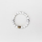 Howlite + Brass Bead Bracelet // White + Gold (X-Small (Fits Wrist Sizes 6"-6.5"))