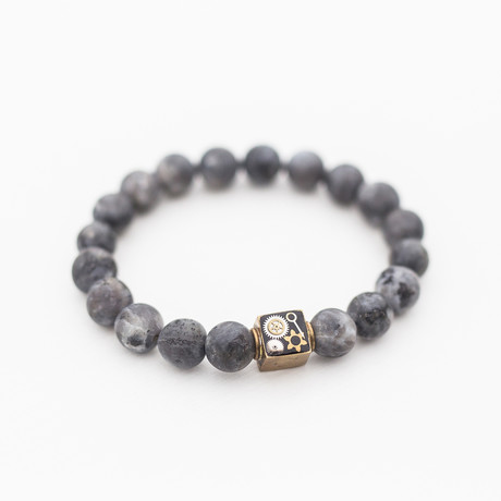 Labradorite + Brass Bead Bracelet // Grey + Brass (X-Small // 6.5")