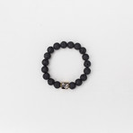 Lava + Brass Bead Bracelet // Black + Brass (X-Small // 6.5")