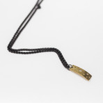 Brass Rectangle pendant // Gunmetal Chain