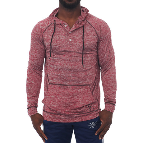 Ringside Fitness Tech Henley Hooded Pullover // Red (XS)