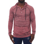 Ringside Fitness Tech Henley Hooded Pullover // Red (L)