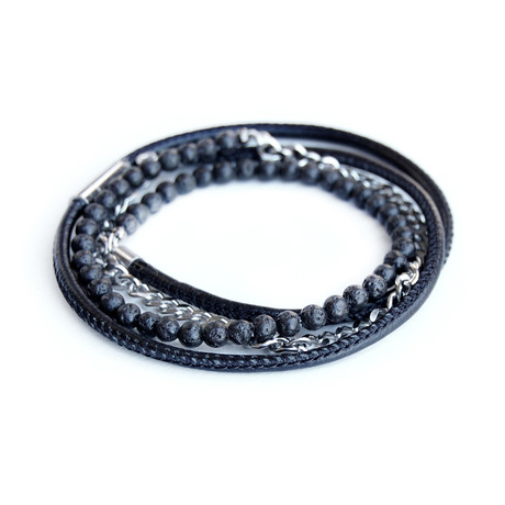 Wrap bracelet // Black + Silver (X-Small // 6.5")