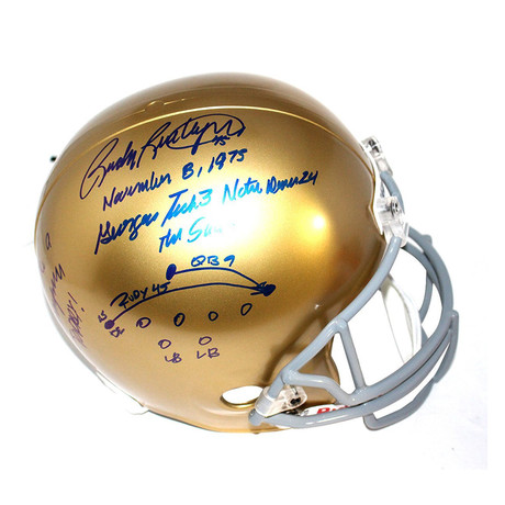 Rudy Ruettiger Signed Notre Dame Replica Helmet