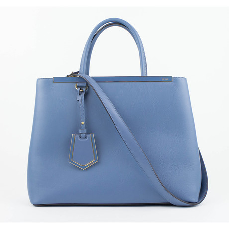 Medium 2Jours Leather Shoppers Tote // Cerulean Blue