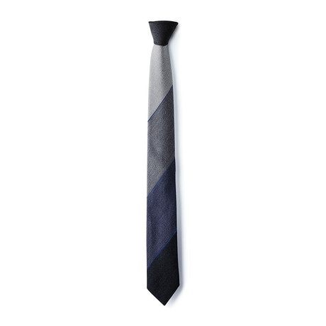 Diagonal Stripes Tie // Black + Gray