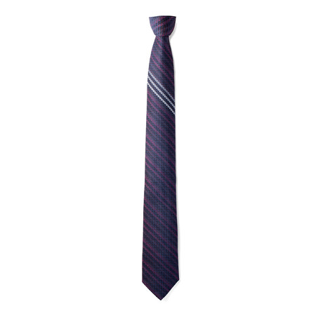 Gray Horizontal Stripe Tie // Purple + Gray