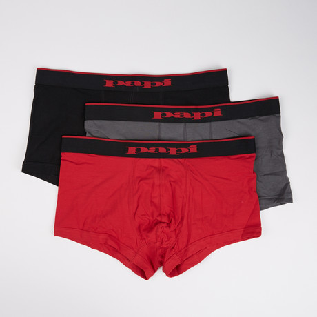 Trunks // Black + Charcoal + Red // Pack of 3 (S)