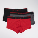 Trunks // Black + Charcoal + Red // Pack of 3 (L)