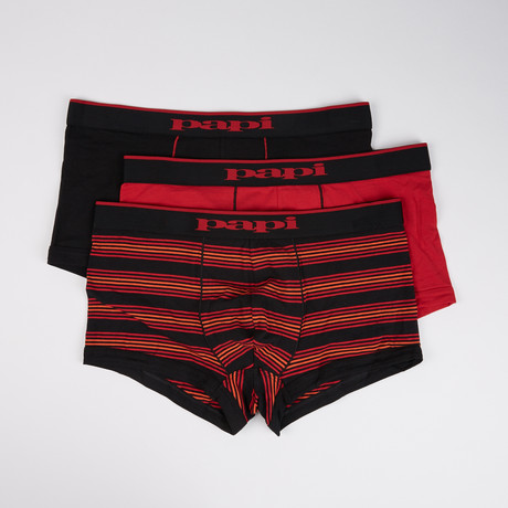 3pk Brazilian Trunks // Black + Red + Black (S)
