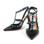 Valentino // Rockstud Rolling Turquoise Stone Slingbacks // Black (Euro: 34)