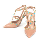 Valentino // Rockstud Rolling Turquoise Stone Heels // Beige (Euro: 34)
