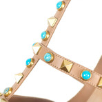 Valentino // Rockstud Rolling Turquoise Stone Heels // Beige (Euro: 34)