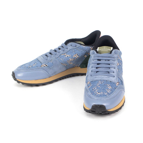 Valentino // Suede Lace Rockstud Sneakers // Blue (Euro: 35)