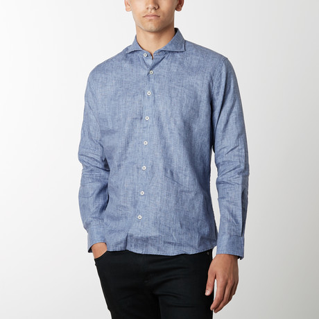 Solid Long-Sleeve Button Down // Bijou Blue (S)