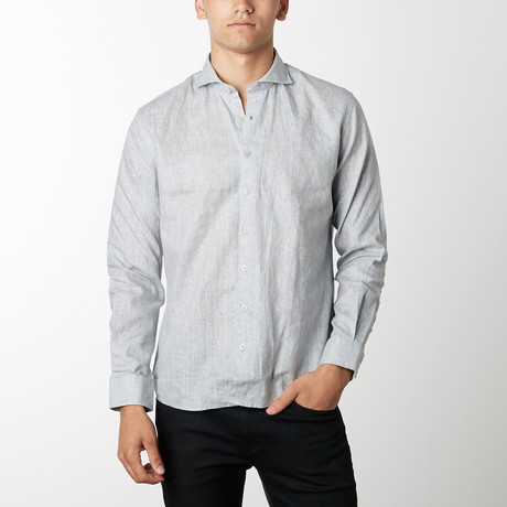 Solid Long-Sleeve Button Down // Gray (S)