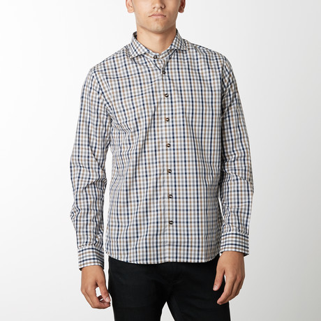 Gingham Long-Sleeve Button Down // Brown (S)