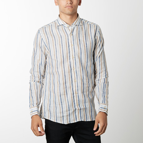 Awning Stripe Long-Sleeve Button Down // Cream (S)
